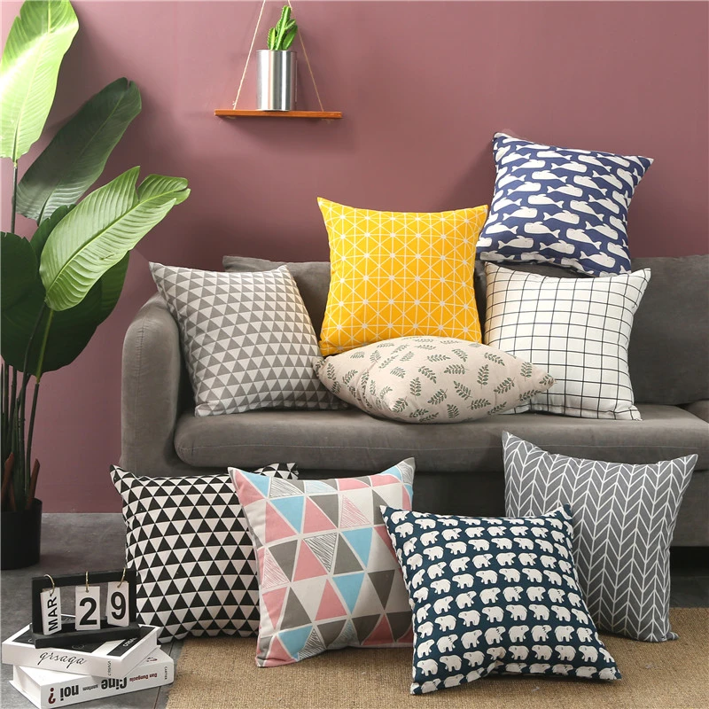 Pillow Printing Linen  Printing Color Strip Pillowcase Cotton And Hemp Hugging Pillowcase  Sofa  Cushion Cover   45x45cm  40x40c