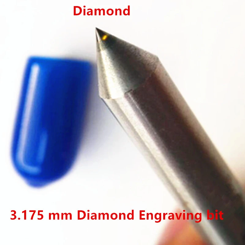 3.175 mm 3mm Diamond Engraving bits drag engraver cnc diamond point metal stone Carving milling cutting tools 2pcs