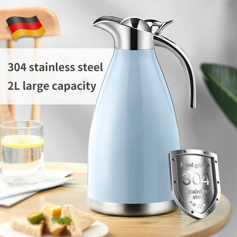 1.5L/2L Insulation Kettle 304 Stainless Steel Large Capacity Household Thermal Coffee Tea Insulation Pot Portable Heat Kettle