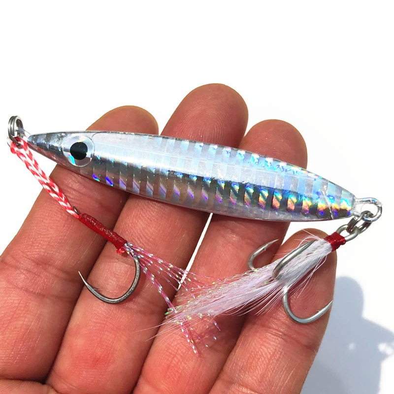 Mackerel Fish Bait Slow Shaking Jigbait Fishing Lure 20g 30g 40g 60g  Long Cast Jigs Feather Hook Artificial Lures 1 Piece Sale