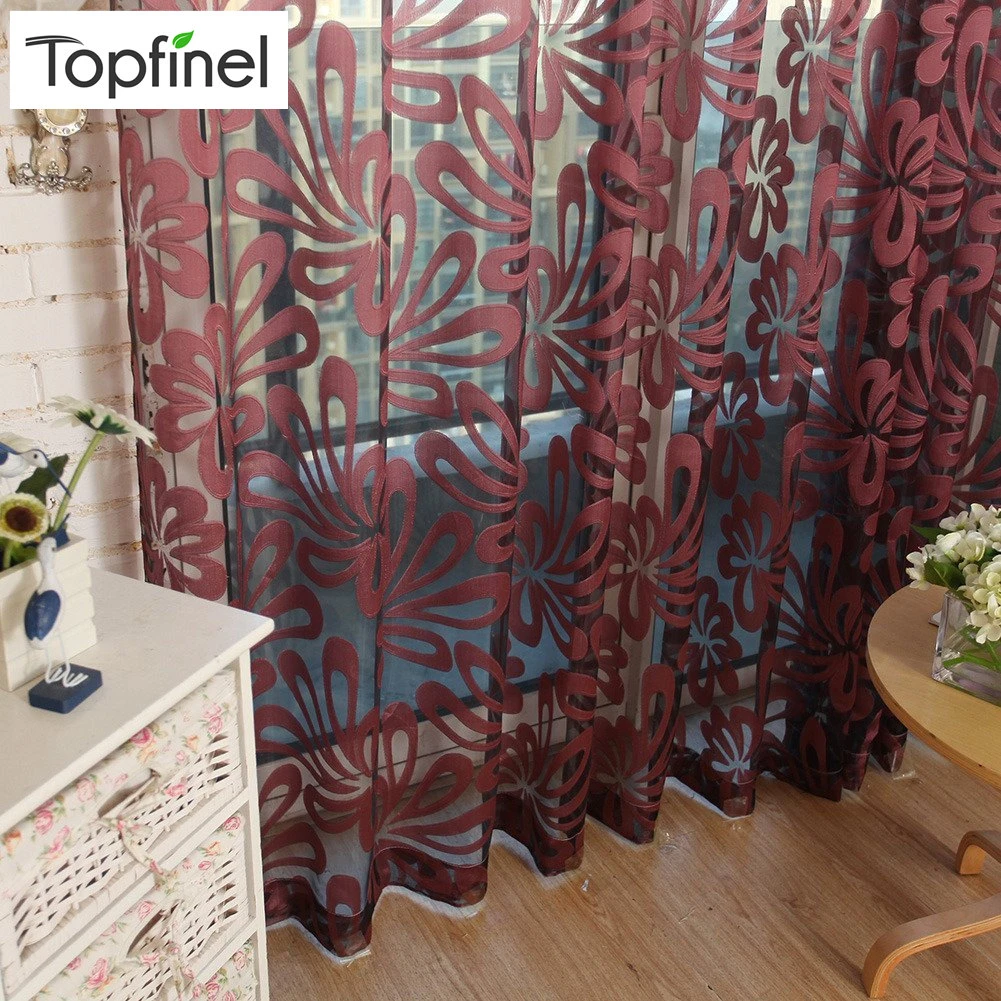 Tulle  Curtain  Voile Window Treatments Draperies Geometric Flowers Modern Window Sheer Curtain for Living Room Bedroom Kitchen