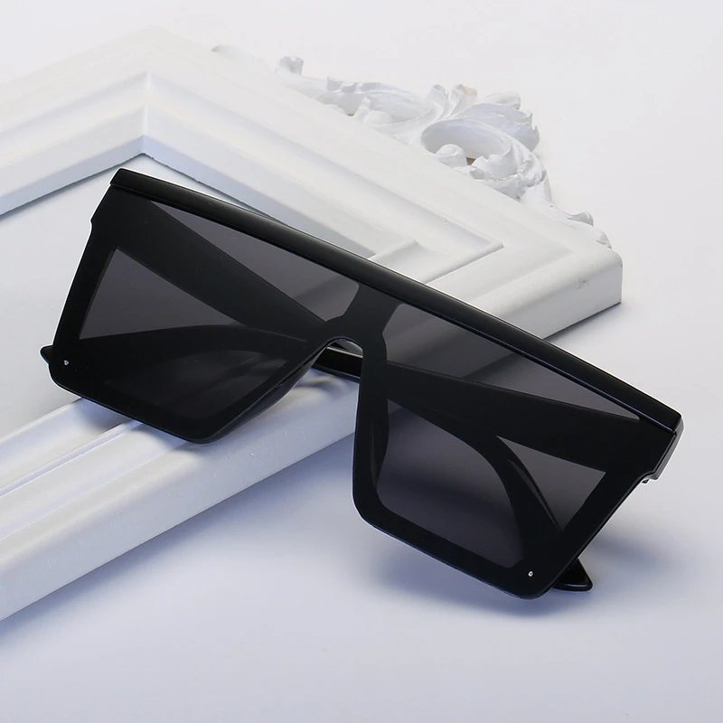 Vintage Black Square Sunglasses Women Oversized Big Frame Sun Glasses Female Male Luxury Brand Designer Mirror Oculos De Sol