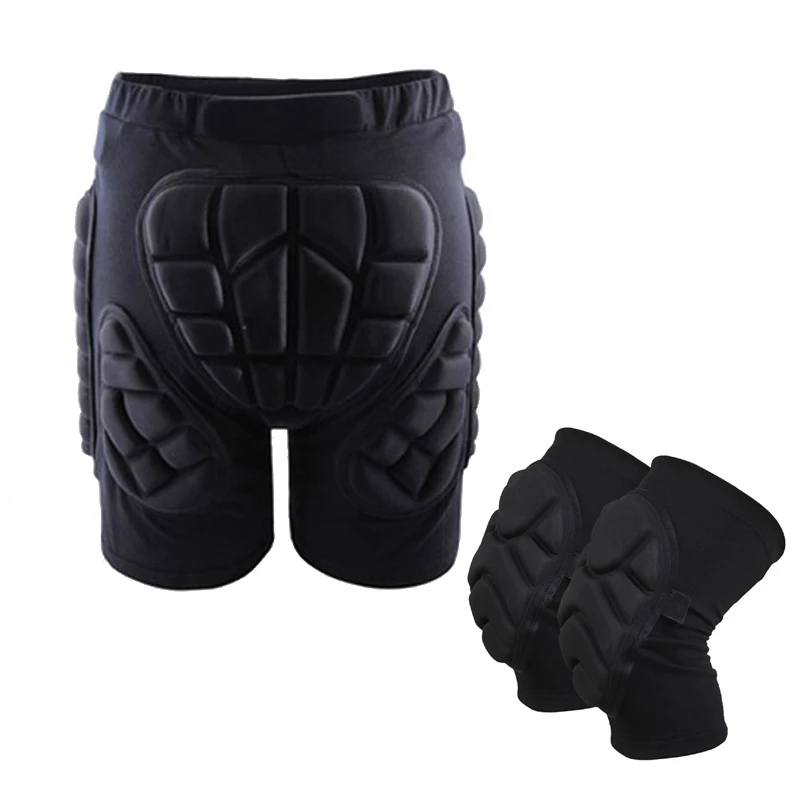 Ski Protective Hip Pad Padded Shorts+Protective Knee Pads Skiing Skating Snowboarding Impact Protection