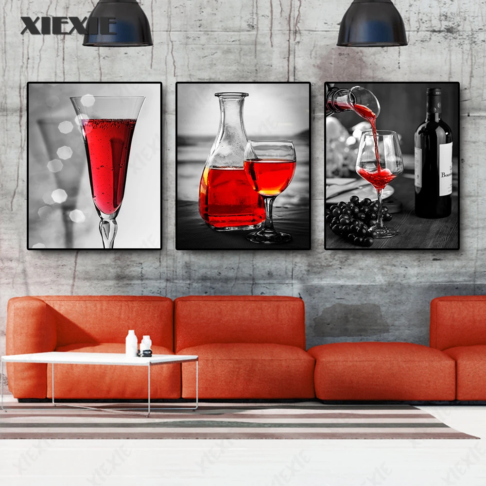 Dining Room Decoration Wine Canvas Poster Retro Wall Art Prints Decorative Painting for Classic Kitchen Living Room Decor