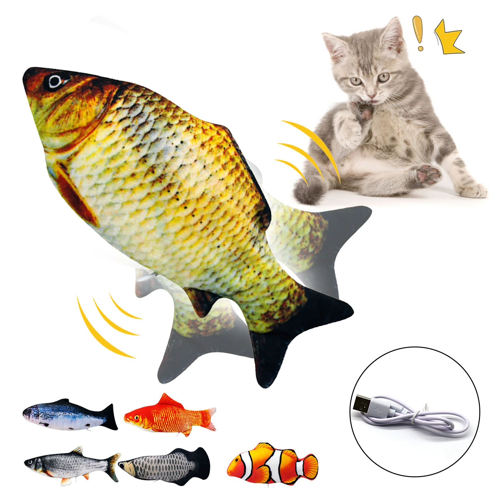 Cat USB Charger Toy Fish Interactive Electric floppy Fish Cat toy Realistic Pet Cats Chew Bite Toys Pet Supplies Cats dog toy