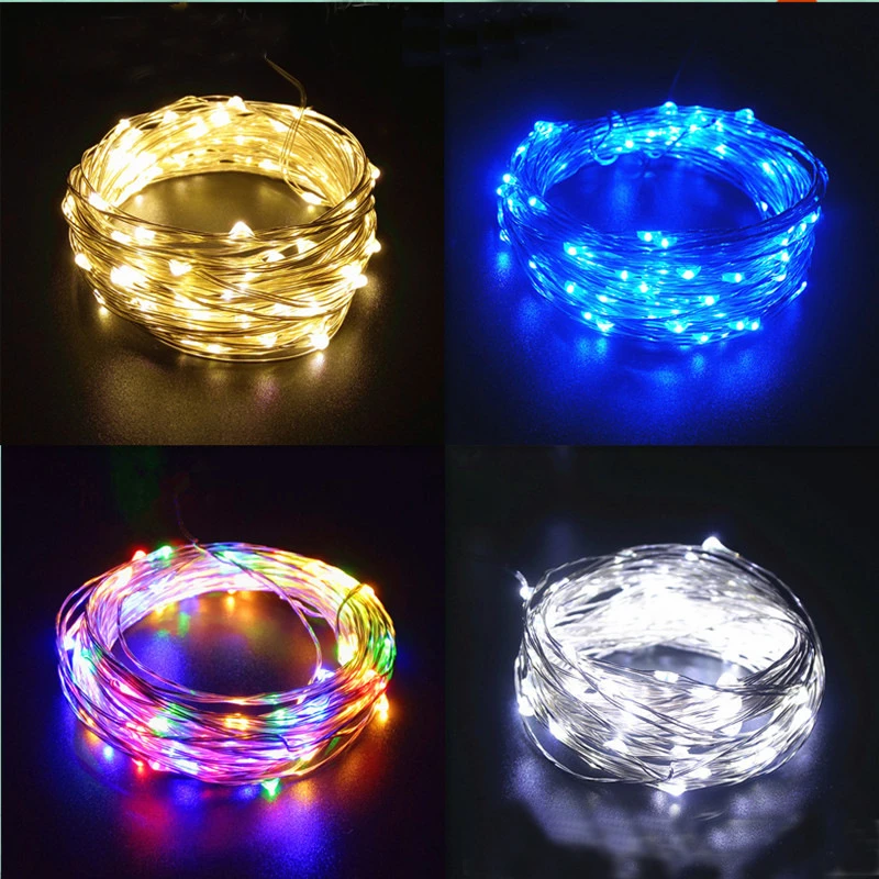 2m/5m/10m Copper Wire String Lights Led Outdoor Battery Operated Garland for Christmas Home Decoration String Lights Wedding