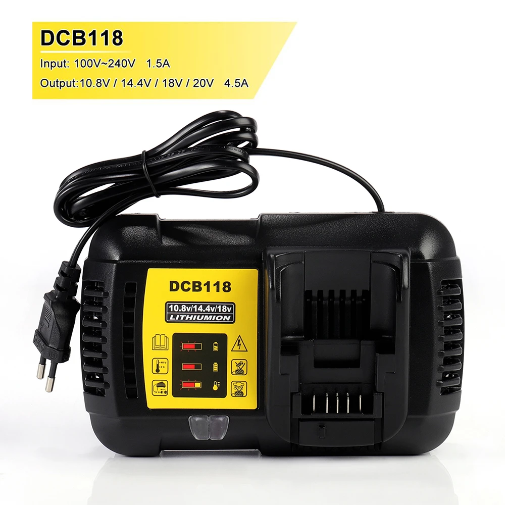 4.5A DCB118 battery charger for Dewalt Battery 10.8V 12V 14.4V 18V 20V  DCB200 DCB101 DCB115 DCB107 DCB105 DCB140 &DCB112