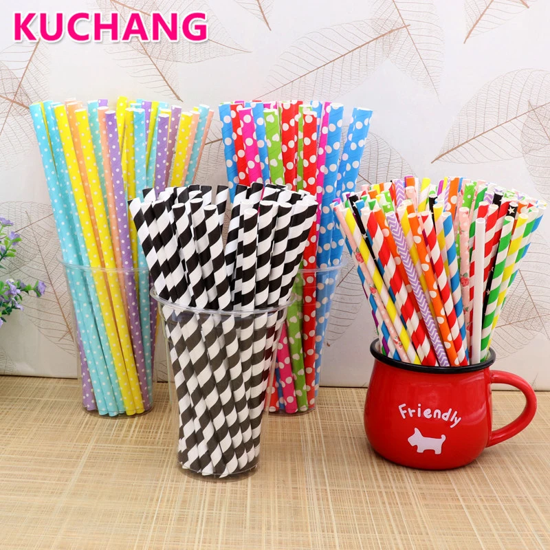 25pcs Drinking Paper Straws Heart Star Rose Gold Foil Stripe Colorful Paper Straw Birthday Party Wedding Decorations Baby Shower