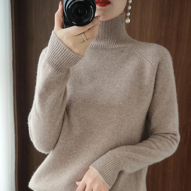 Women Turtleneck Cashmere Sweater Autumn Winter Sloid Color Knitted Jumper Female Casual Basic Bottoming Pullover Sweaters 2021