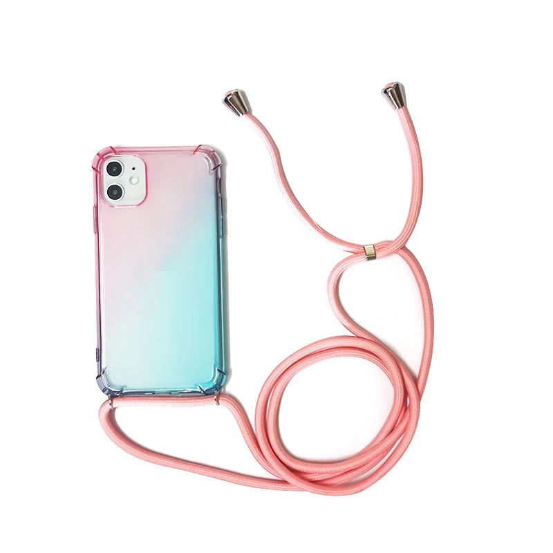 Gradient Crossbody Phone Case For Samsung Galaxy Note8 Note9 Note10 S8 S9 S10 S20 PLUS S20 ULTRA S10E S7 EDGE Strap Cord Cover