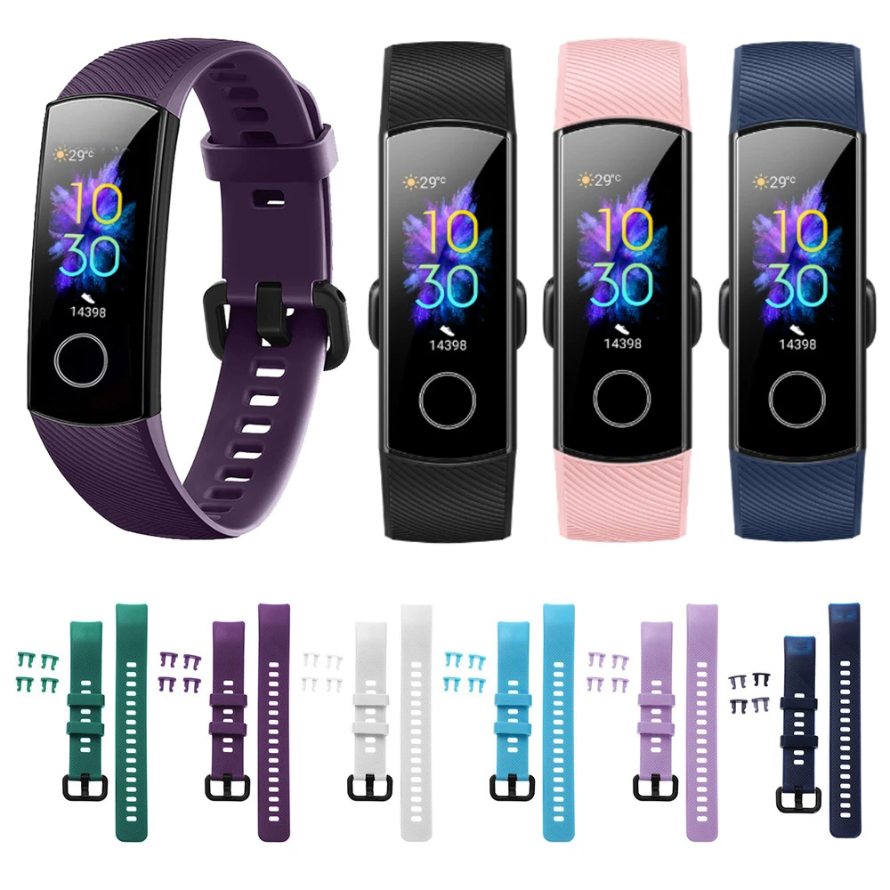 1Pc Colorful Silicone Strap For Honor Band 5 4 Replacement Wristbands Watch Band Soft Sports Bracelet Smart Watch Accessories