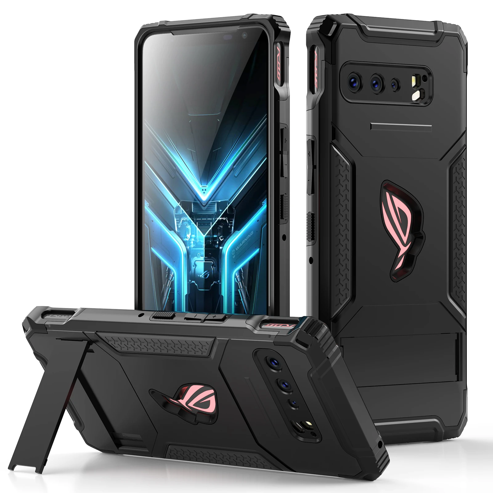 ZSHOW Armour Case for ASUS ROG Phone 3 Case Air Trigger Compatible with Kickstand and Dust Plug Military Grade Drop Protection
