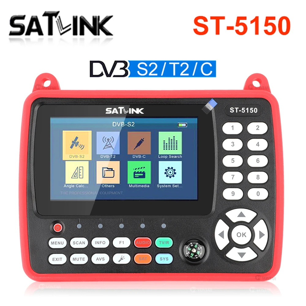 Original SATLINK ST-5150 DVB-S2/T2/C COMBO HD Satellite Finder Meter H.265 HEVC MPEG-4 QPSK 8PSK 16APSK 4.3 Inch TFT LCD Screen