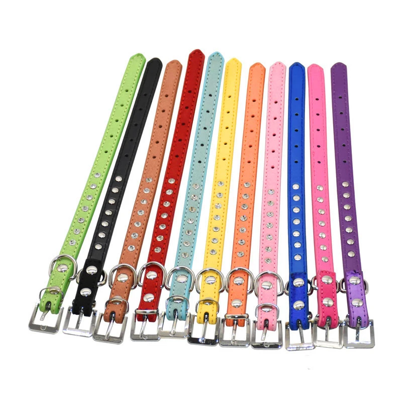 Small Dog Collar Crystal hot bling Rhinestone pu leather Puppy Cat Collars Necklace Neck Strap personality pet products collar