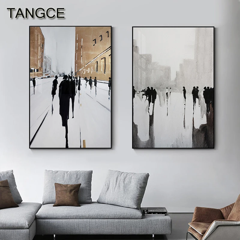 Modern Abstract Canvas Painting Nordic British Street Posters Print Bronze Wall Art Wall Picture for Living Room Home Decoration