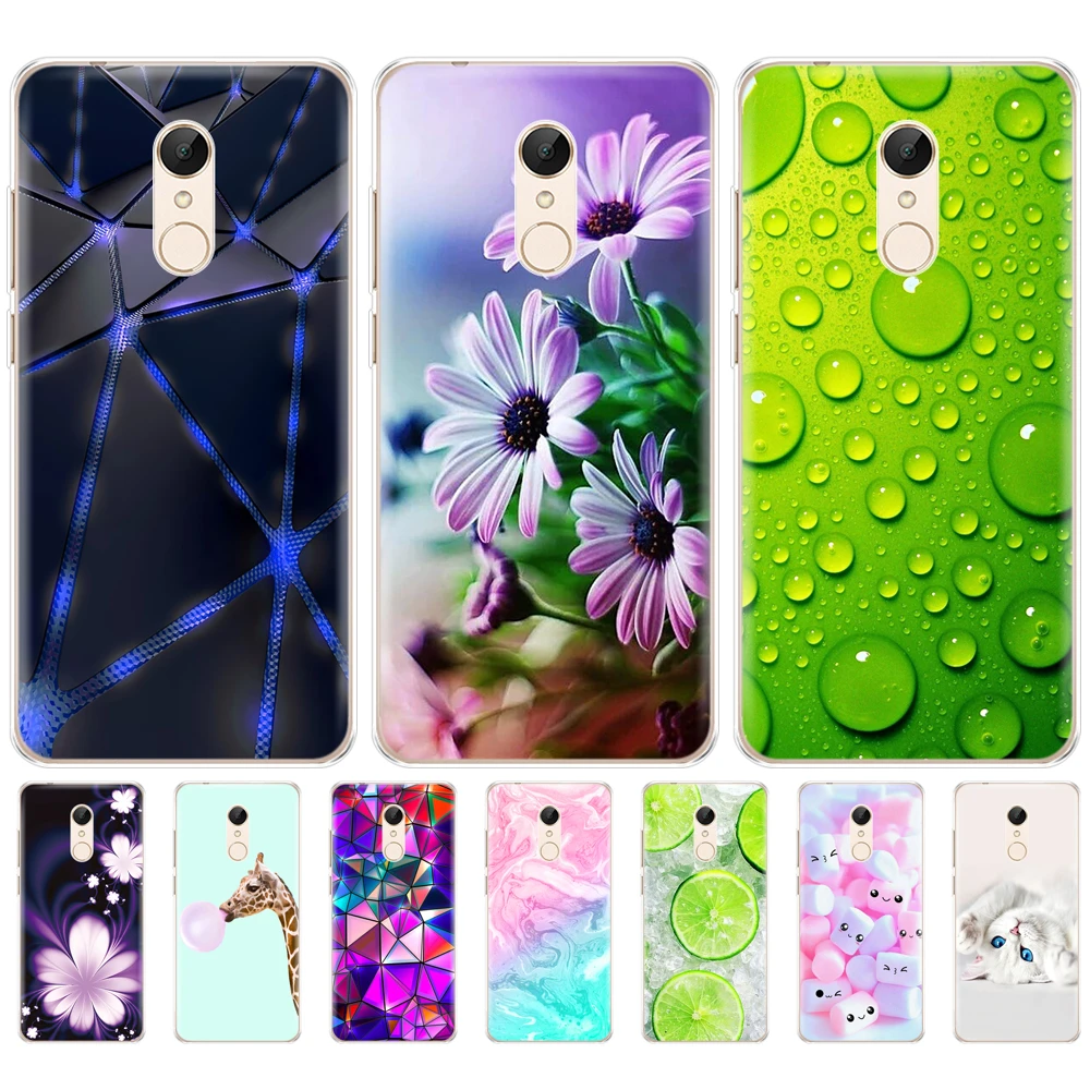 Silicone Case For xiaomi Redmi 5 Plus 5.99 Inch Case For xiaomi Redmi 5 5.7 inch Cover hongmi 5 Plus Phone Cases clear flower