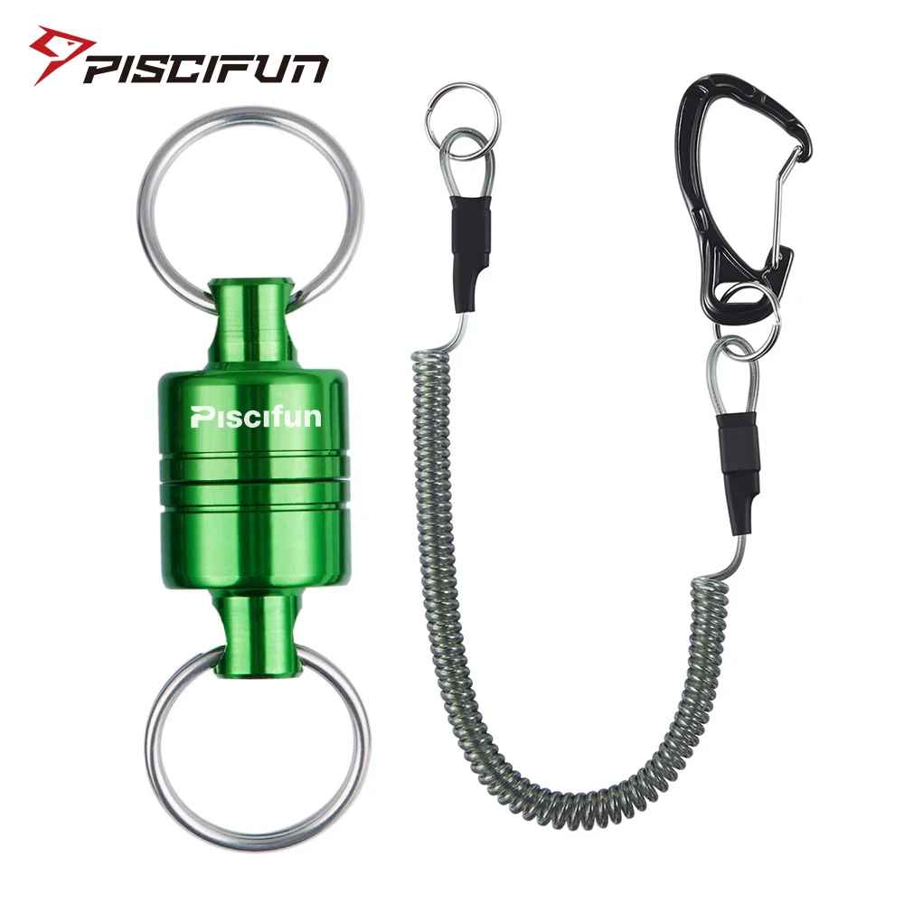 Piscifun Two Pieces Fly fishing Aluminum tool Strong Train Release Magnetic 7.7LB Lanyard cable Pull 3.5KG Green/Silver/Black