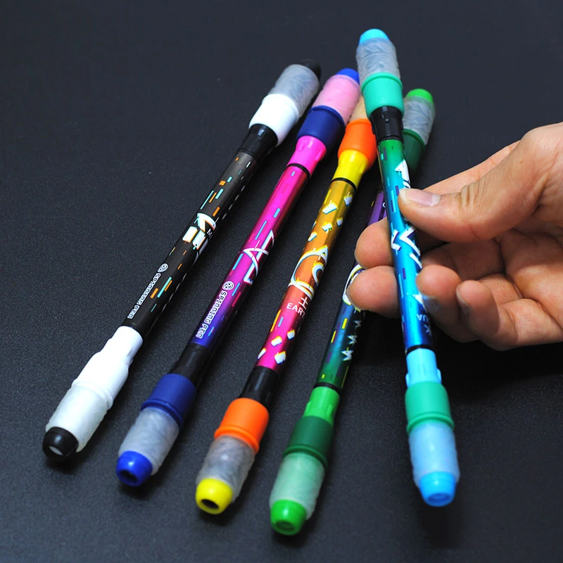 Puzzle Twirling Spinning Pen Spin Trick Rolling Ballpoint Gel Pen Blue Ink Refill Finger Playing Matting Pen School Office Set