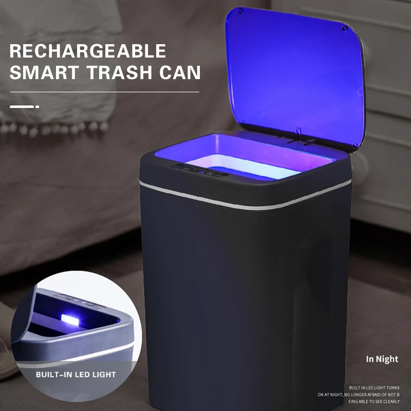 Smart Trash Can USB Charging Automatic Sensor Dustbin Intelligent Sensor Rechargeable Electric Waste Bin Kitchen Rubbish Can