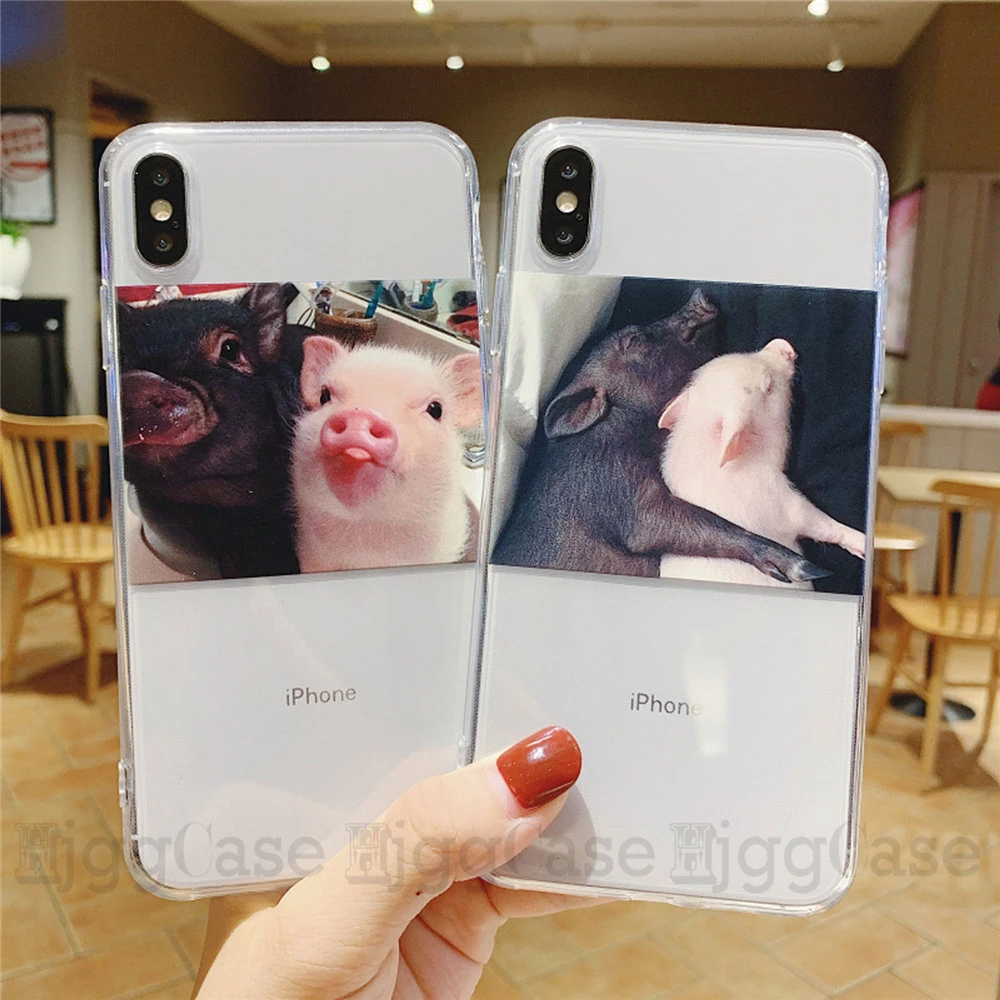 Funny Cartoon Pig clear Phone Case For iphone 13 12 11 Pro XS Max X XR Cover For iphone 6S 7 8 plus 12Pro Soft Cute Couple Cases