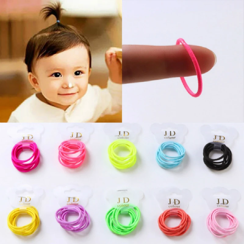 Discount 2pcs 20% OFF Small Elastic Hair Bands Scrunchies for Kid Girl Hair Accessories  Thin Hair Candy Colors Diameter 3cm