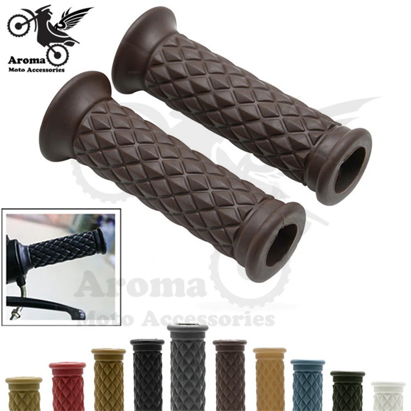 16 colors available brown red black hot retro cafe racer parts 22MM 25MM rubber motorbike grip for honda suzuki yamaha harley softail sportster prince cruise moto handlebar motorcycle handle grips