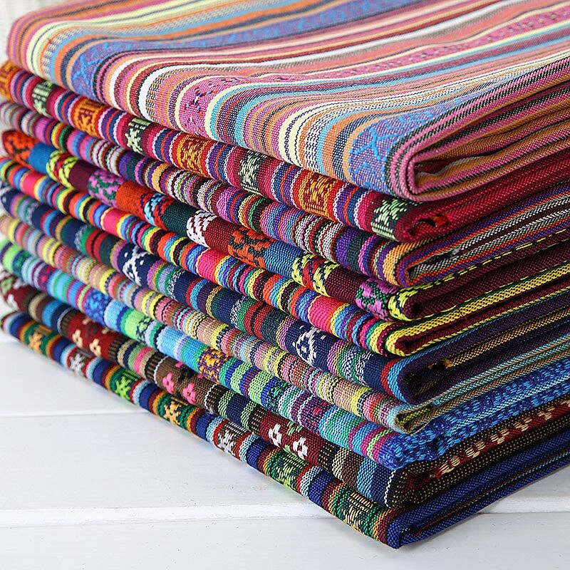 Ethnic style cotton linen fabric textile patchwork sofa cover pillow hotel bar tablecloth curtain decorative crafts materials