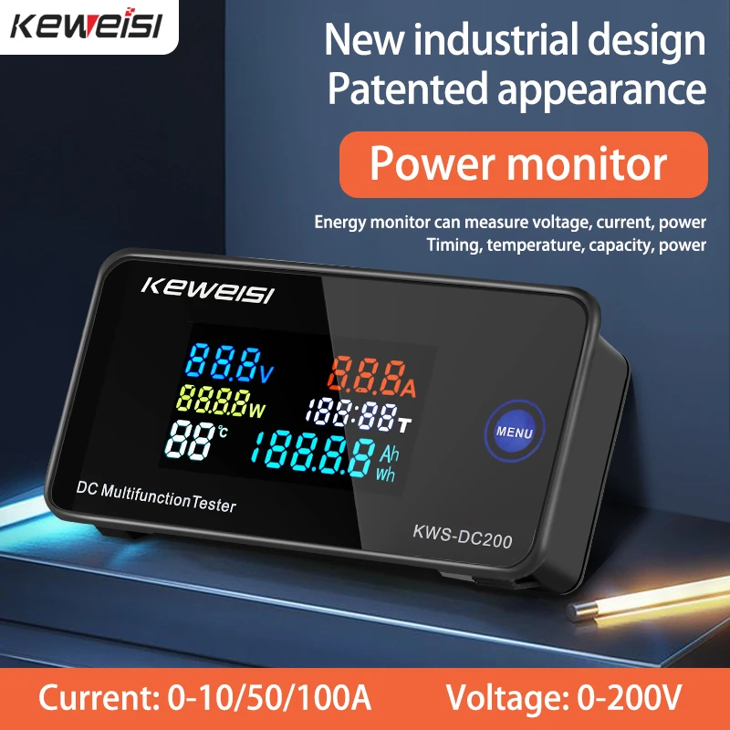 Digital Voltmeter KWS DC 0-200 DC Energy Power Meter LED AC Wattmeter Electric Meter With Reset Function 0-100A