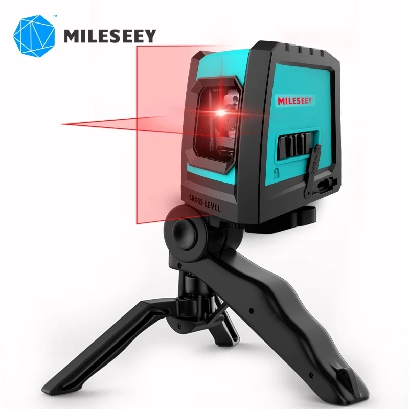 Mileseey L52R Laser Level Green/Red 2 Lines Self-Leveling Professional Vertical Cross level measuring tool with Tripod