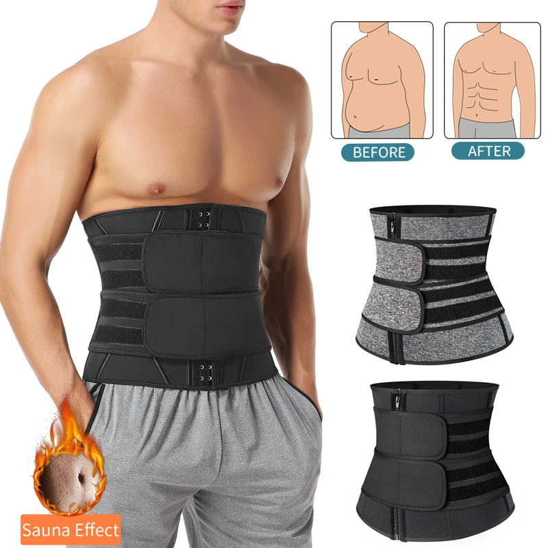 Men Workout Waist Trainer Tummy Slimming Sheath Sauna Body Shaper Trimmer Belt Abs Abdomen Shapewear Weight Loss Corset Fitness