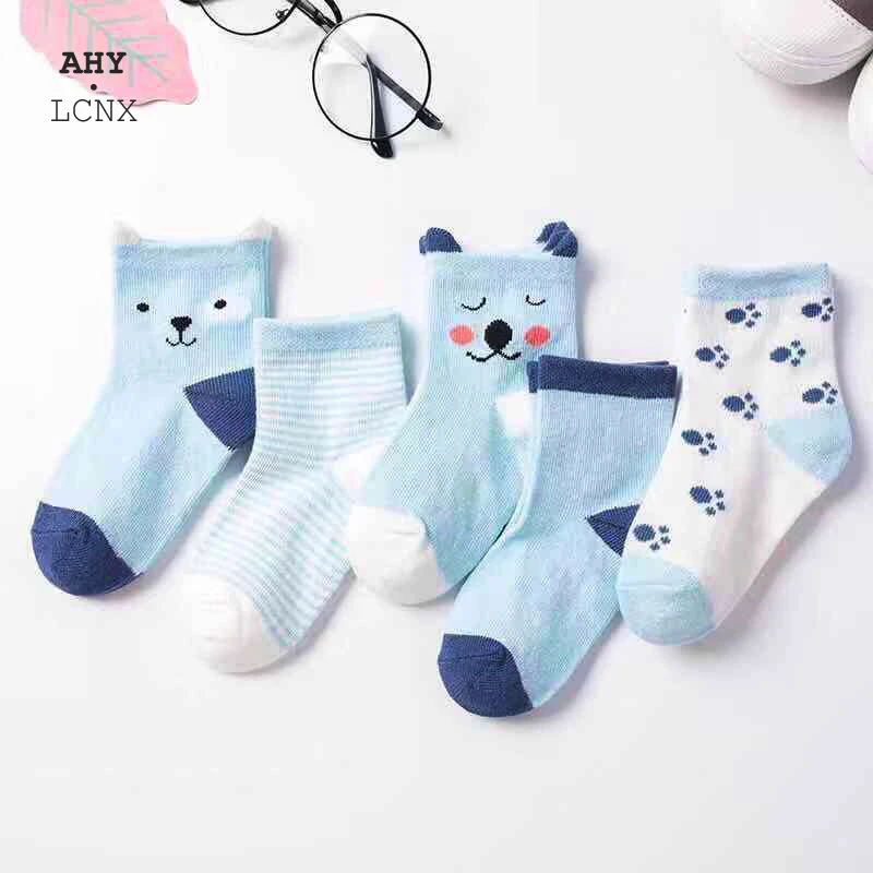 5 Pairs/lot Spring Autumn Baby Socks Cute Bear And Cat Kids Socks Boys Girl Cotton Sock Wholesale Babies Accessories Newborn