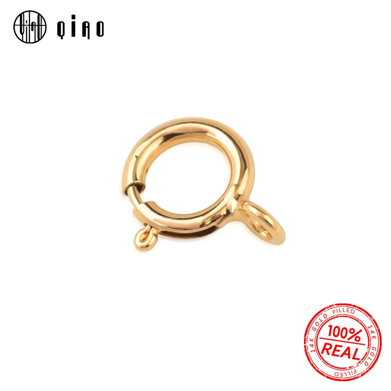Best Quality A pair 5mm 6mm 14K gold filled Spring Ring Clasps Hooks 14K GOLD Connection For Necklace Bracelet DIY Buckle
