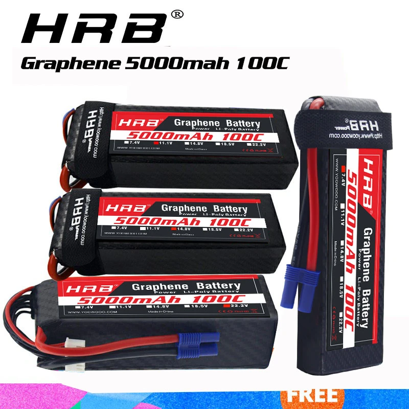 HRB 3s 4s 6s 5000mAh Graphene Battery 14.8v 22.2v LiPo Battery For 1/10 1/12 RC Car Monters Airplane DJJ Drone Helicopter Boat