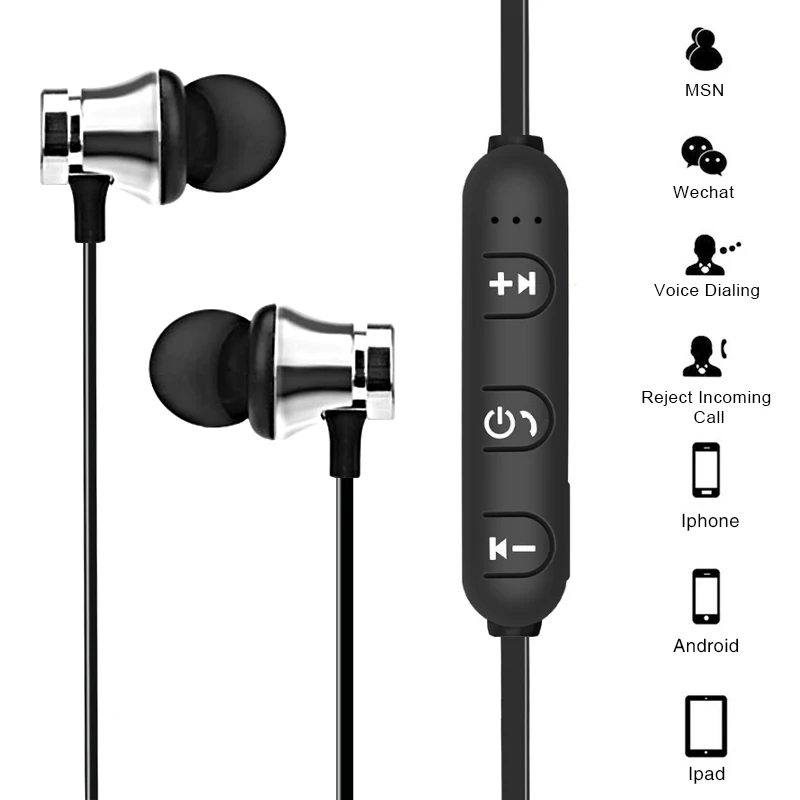 Magnetic Wireless Bluetooth 4.2 Earphone Stereo Sport Earbuds in-ear noice cancelling Headset with Mic Headphone for smart phone