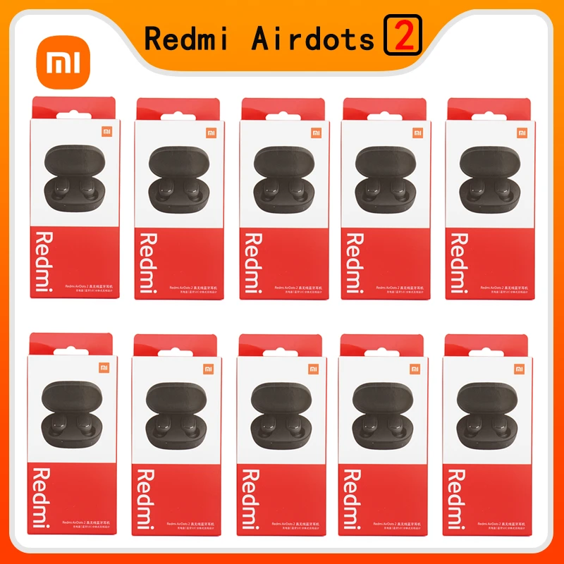 10 Pieces Wholesale Xiaomi Redmi Airdots 2 TWS Bluetooth Earphone Stereo bass Airdots S 5.0 headphones With Mic Handsfree Earbud