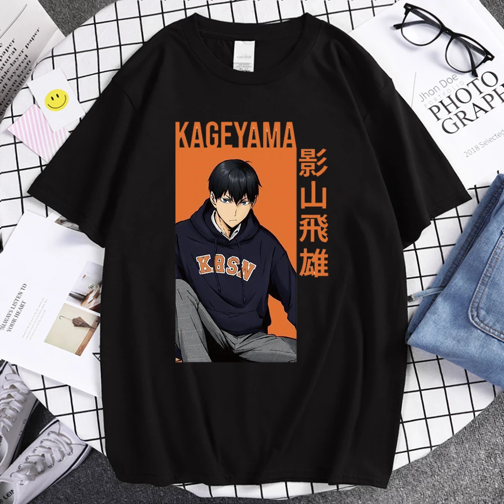 Cartoon Kageyama Tobio Anime Tshirts Mens Hip Hop Fashion Funny Tee Shirts Summer Casual Brand Tops Volleyball Club Men T-Shirt