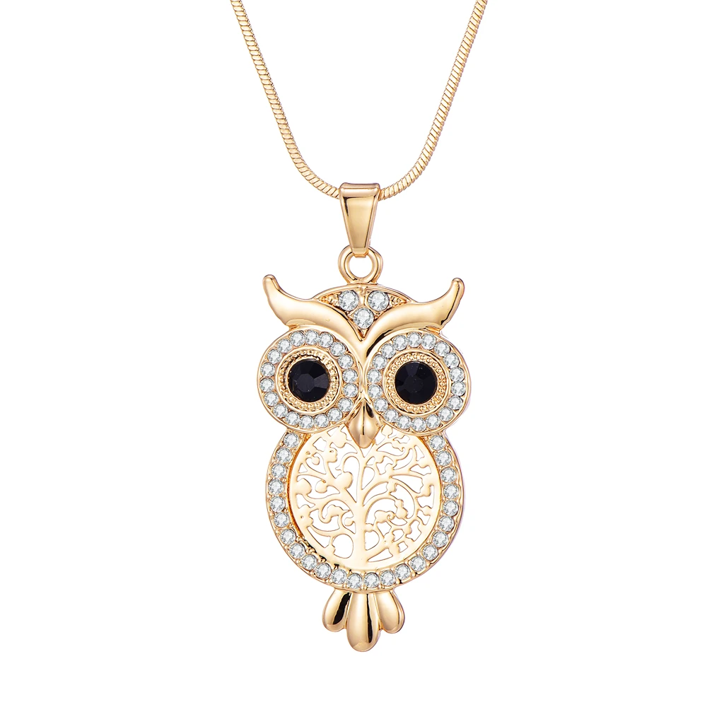 Small Crystal Owl Pendant Necklace For Women Gold Silver Color Black Eye Animal Necklace Women Choker Jewelry dropshipping 2019
