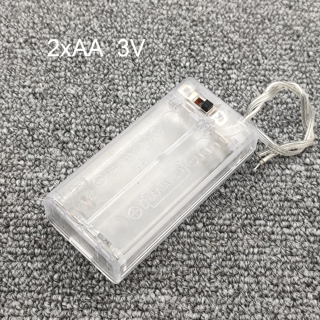 2 AA 3V Battery Holder AA Battery Box With Switch New AA Battery Case With Line Transparent