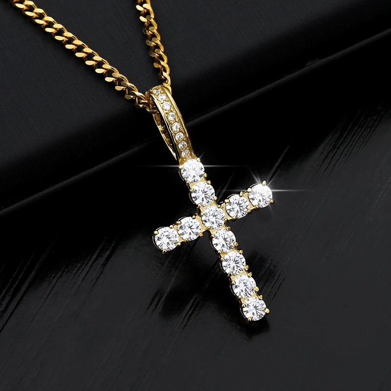 Hip Hop Gold Cross Necklace For Women Men's Jewelry Zircon Cross Pendant AAA Iced out Chain on the neck CZ Egyptian Necklaces