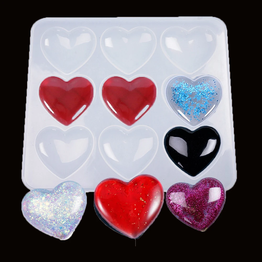 9 Heart Silicone Pendant Mold For Making Pendant Agate Necklace Jewelry Mold Handmade Resin Mould Casting Craft DIY Tool