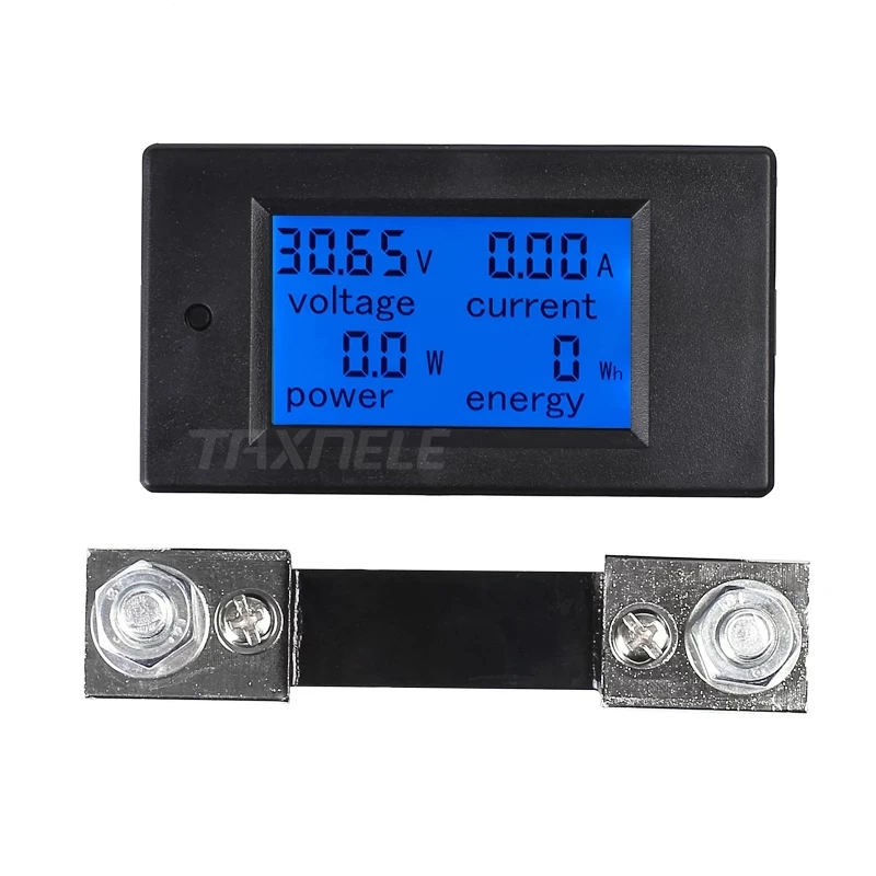Free Shipping DC Voltmeter Ammeter Power Energy  Digital Voltage Current Meter LCD 4 inch DC 6.5-100V 20A 50A 100A  with Shunt
