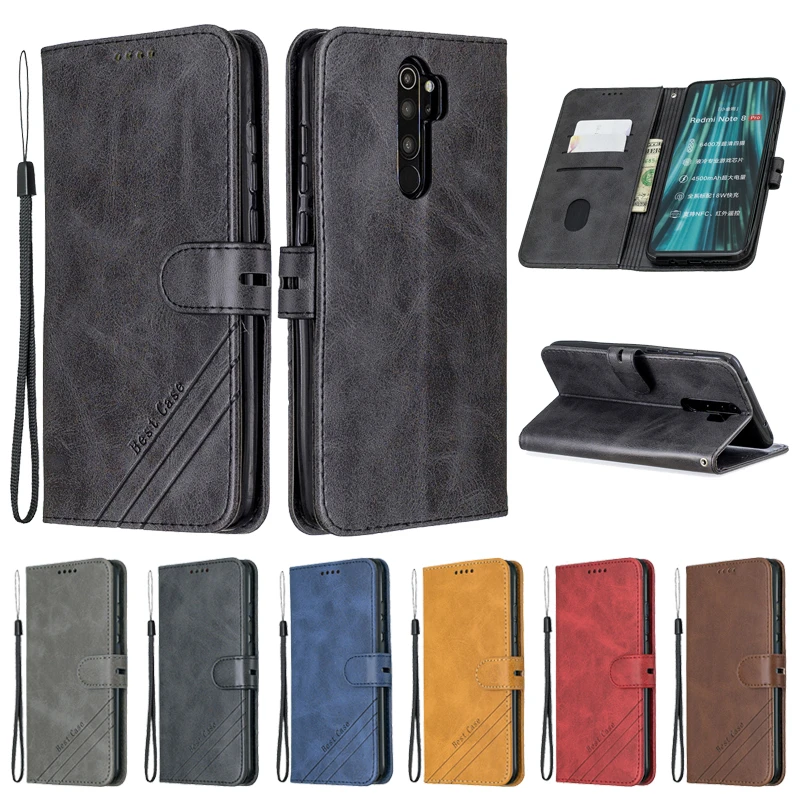 For Xiaomi Redmi Note 8 Pro Case Leather Flip Case on For Coque Xiomi Xiaomi Redmi Note 8 10 Pro 8T 8A 7 A 9Pro Case Etui Cover