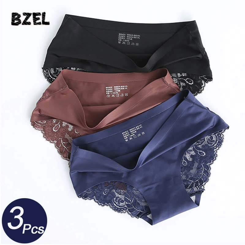 BZEL 3Pcs/lot Seamless Women Hollow Out Panties Set Underwear Comfort Lace Briefs Low Rise Female Sport Panty Soft Lady Lingerie