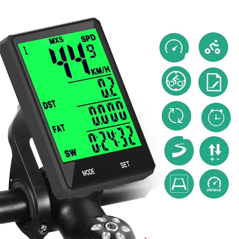 Waterproof Bike Computer Wireless And Wired MTB Bicycle Cycling Odometer Stopwatch Speedometer Watch 2.8 inch LED Digital Rate