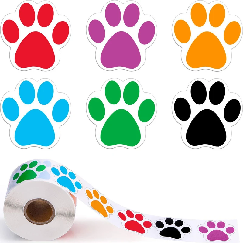 colorful Paw Print Stickers Dog cat bear Paw Labels Stickers for laptop reward sticker stationery teacher for student