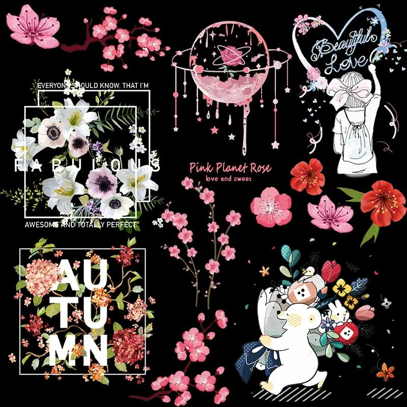 Pulaqi Flower Clothing Stickers Iron On Transfers For Clothing Women Dress Applique Patches On Clothes Ironing Applications