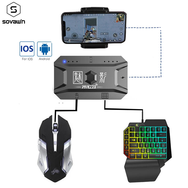 Plug and Paly Gamepad PUBG Mobile Controller Gaming Keyboard Mouse Converter For Android Phone Adapter for IOS Support Bluetooth