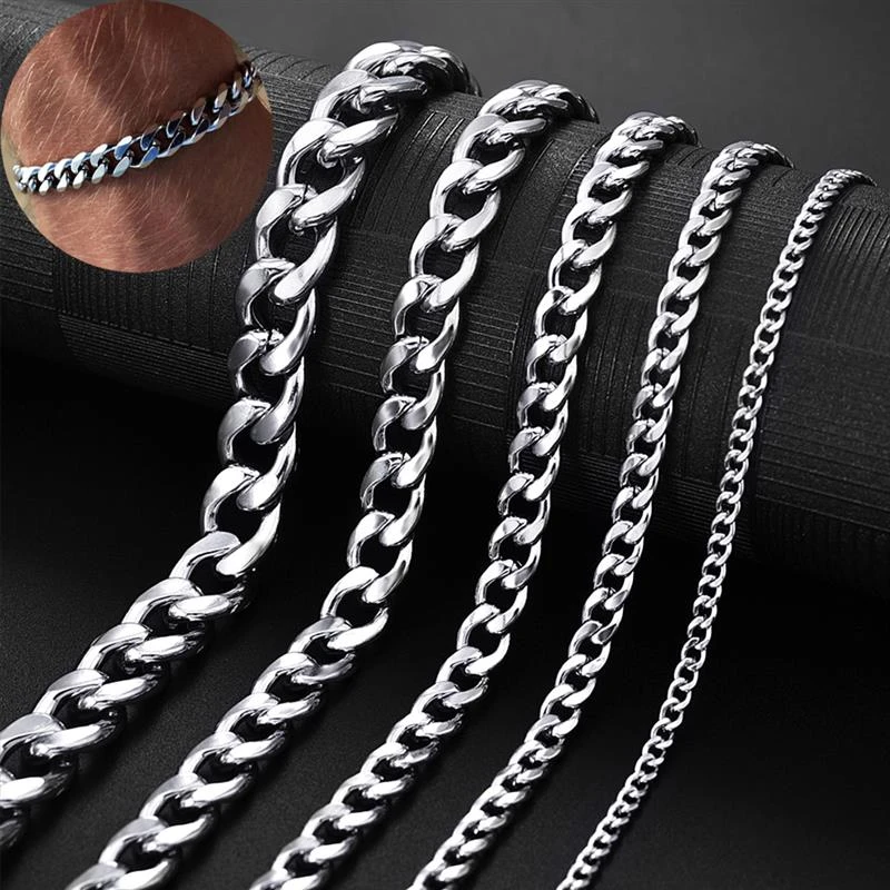 Men's Chain Bracelet Stainless Stel Curb Cuban Link Chain Bracelets for Women Unisex Wrist Jewelry Fashion Punk Male Bangle Gift