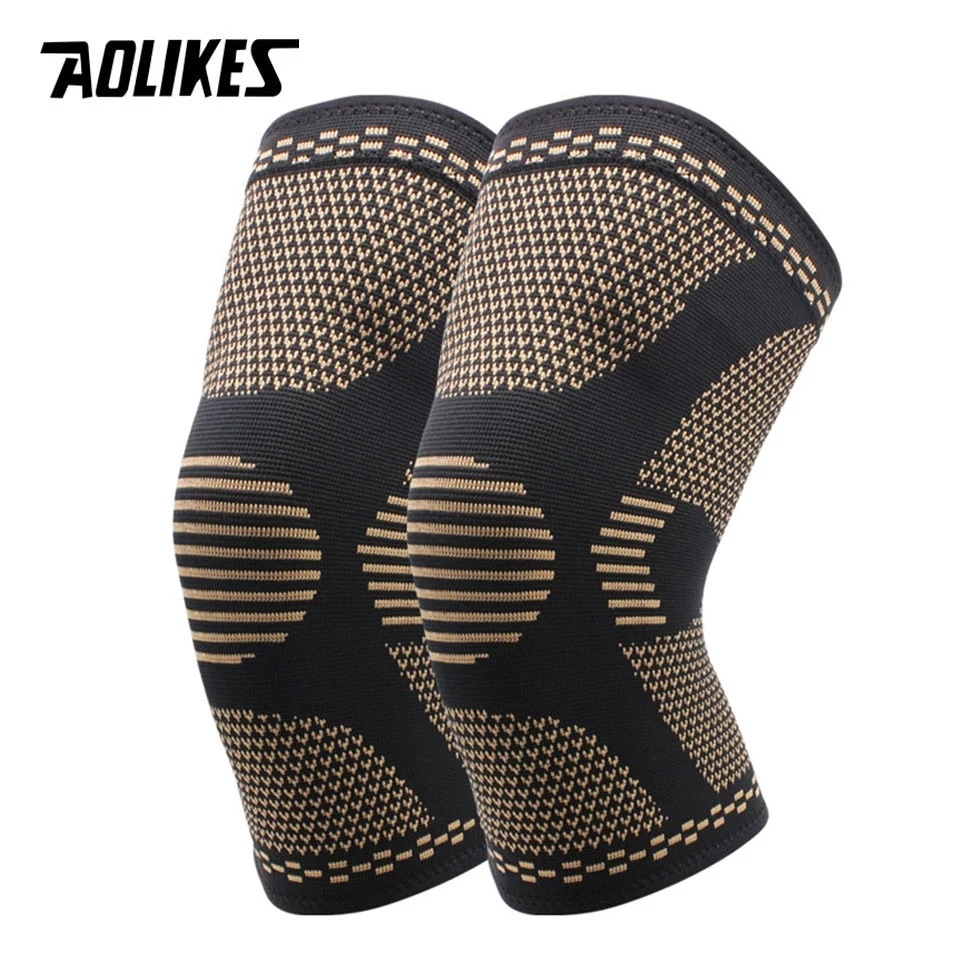 AOLIKES 1Pair Copper Knee Brace for Arthritis Pain and Support knee sleeve Compression for Sports Workout Arthritis Relief