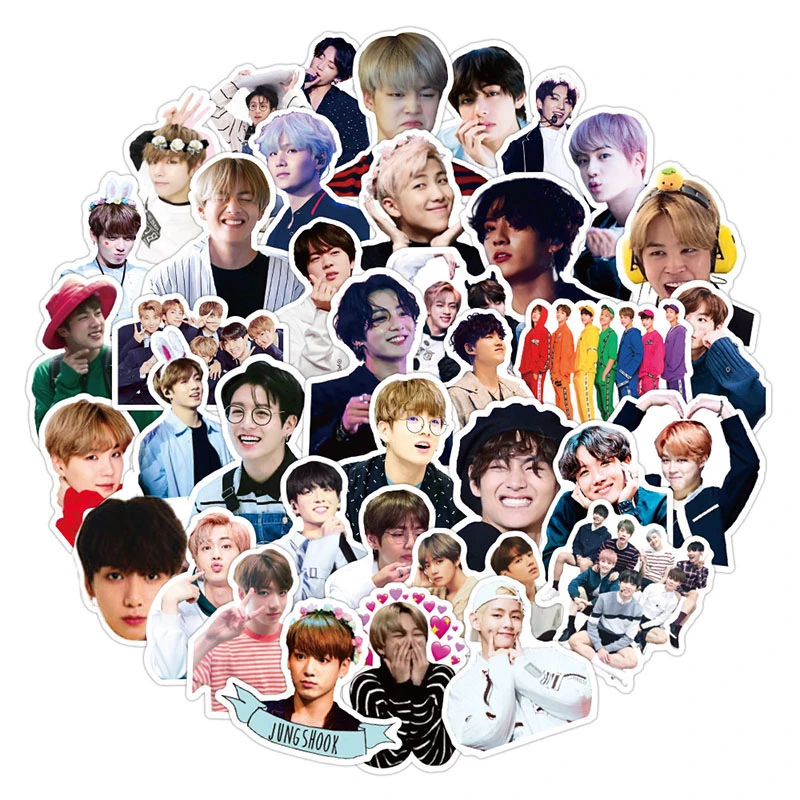 50Pcs Handsome Korea Group Kpop Stickers For Laptop Luggage Motorcycle Suitcase Skateboard Phone PVC Decals DIY Gift